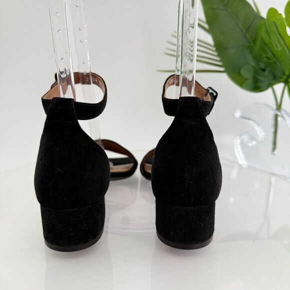 Aquatalia Women Hildy Sandal Size 11 Black Leather Suede Block Heel Slingback - Picture 7 of 16